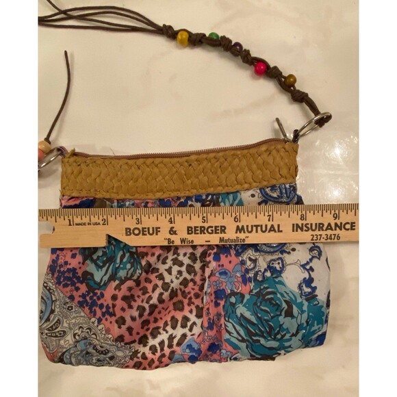 Womens Crossbody Bag Beaded Sparkle Straw Edge Boho Hippie Paisley Animal Print - Picture 9 of 12